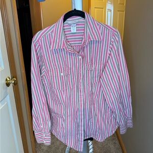 **Jones New York Pink and Green Button Down Shirt - Like New